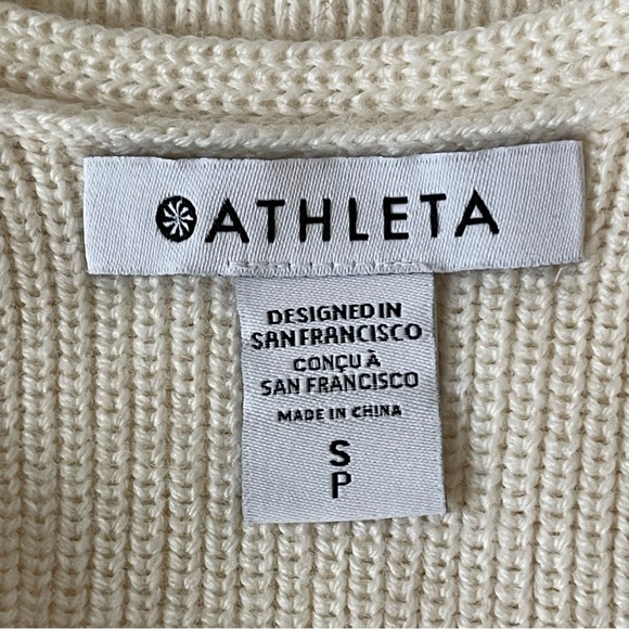 Athleta Ivory Switchback Merino Wool Cotton Blend Sweater Oversized sz Small - Picture 9 of 11